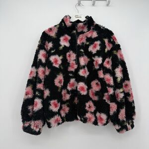 Sandy Liang x Target Floral Print 1/4 Zip Sherpa Jacket Size Medium Pullover